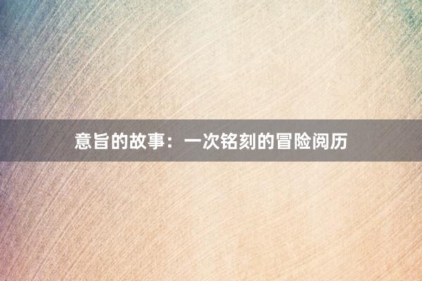 意旨的故事:一次铭刻的冒险阅历