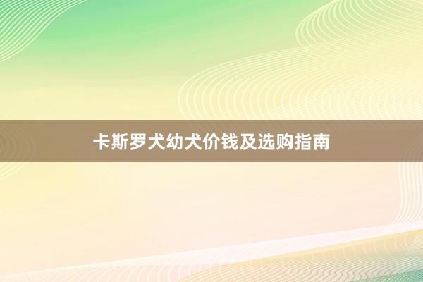卡斯罗犬幼犬价钱及选购指南
