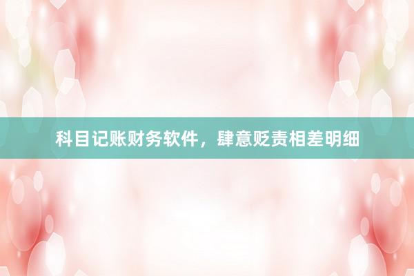 科目记账财务软件，肆意贬责相差明细